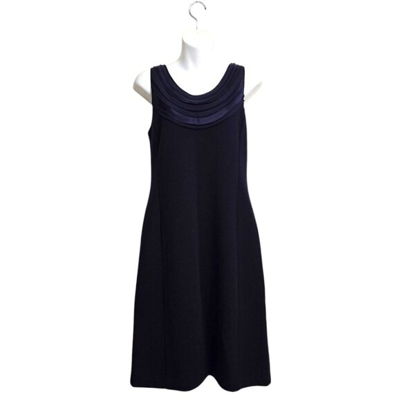 Banana Republic Navy Esther Pintuck Wool Blend Sleeveless Shift Dress Sz 10 - Picture 1 of 9
